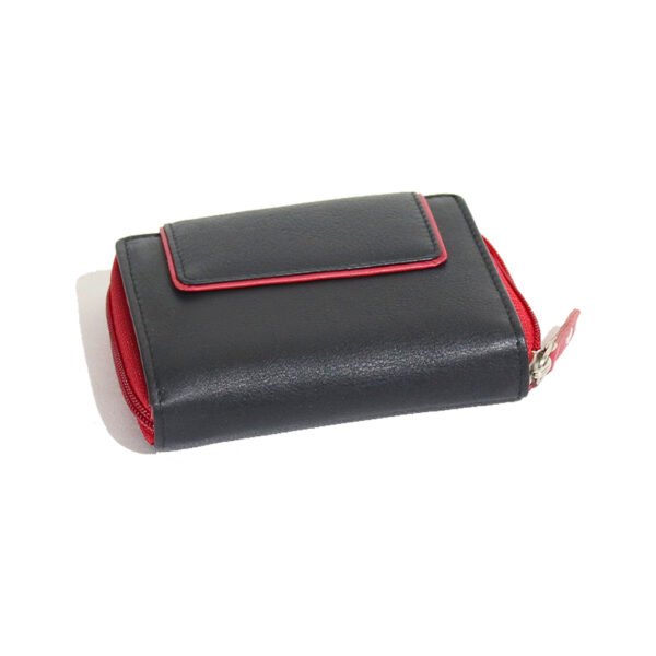 VASKA  genuine leather small black & red wallet for women - Image 6