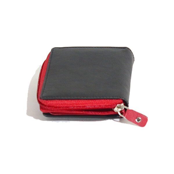 VASKA  genuine leather small black & red wallet for women - Image 2