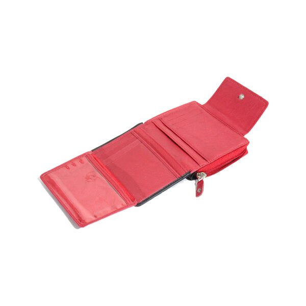 VASKA  genuine leather small black & red wallet for women - Image 5