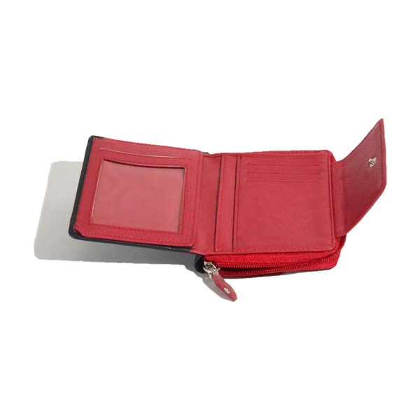 VASKA  genuine leather small black & red wallet for women - Image 4