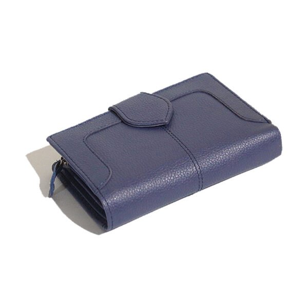 VASKA  genuine leather small blue wallet for women