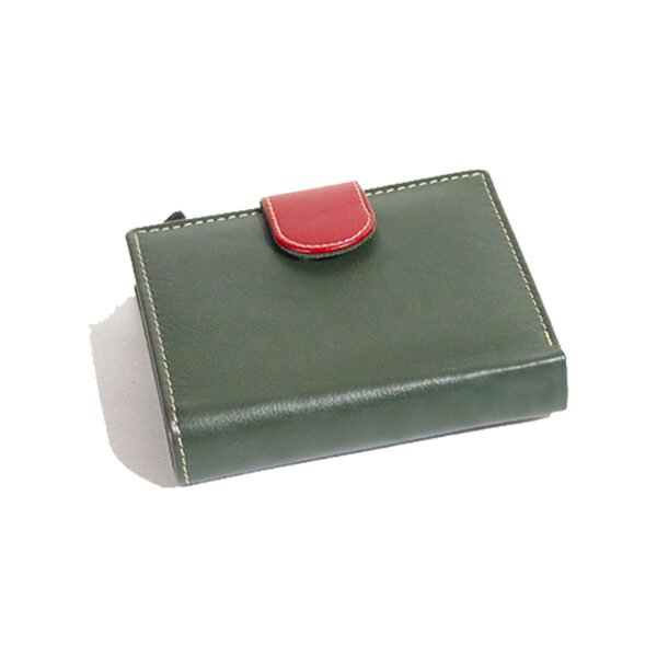 VASKA  genuine leather small green bi-fold wallet