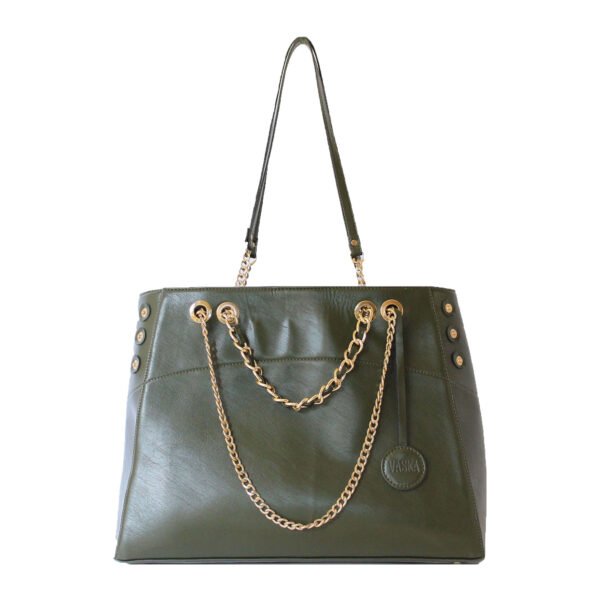 Vaska olive green tote bag - Image 2
