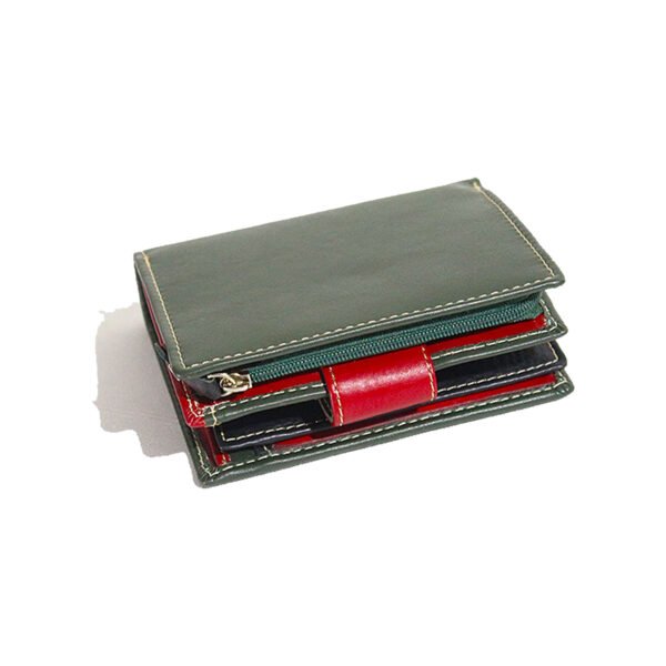 VASKA  genuine leather small green bi-fold wallet - Image 3