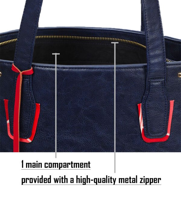 Vaska blue textured tote handbag - Image 5