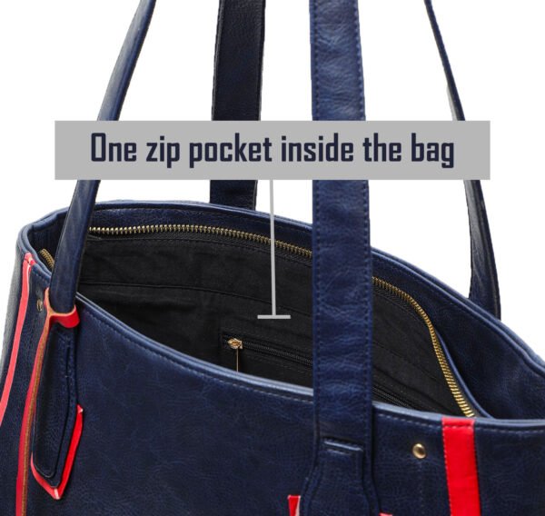 Vaska blue textured tote handbag - Image 6