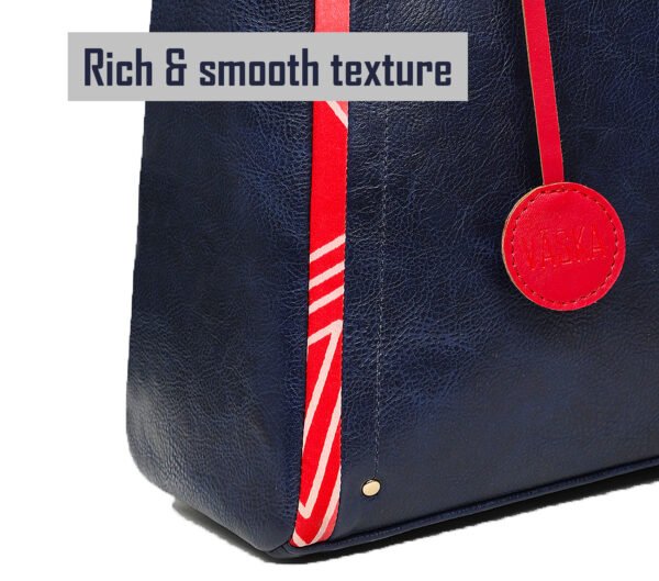 Vaska blue textured tote handbag - Image 3