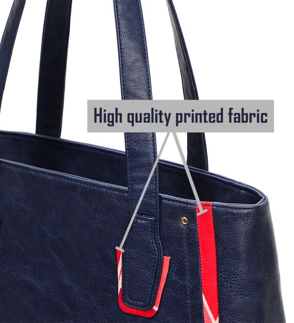 Vaska blue textured tote handbag - Image 4