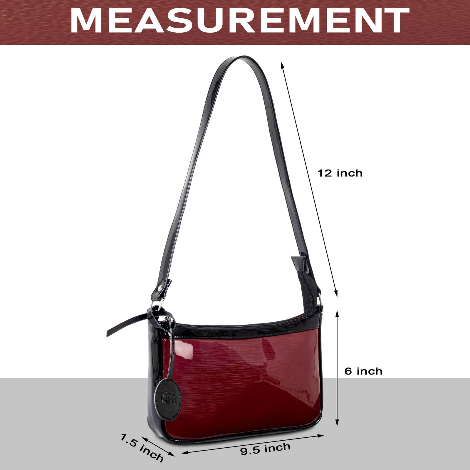 VASKA shimmer maroon baguette bag - Image 7