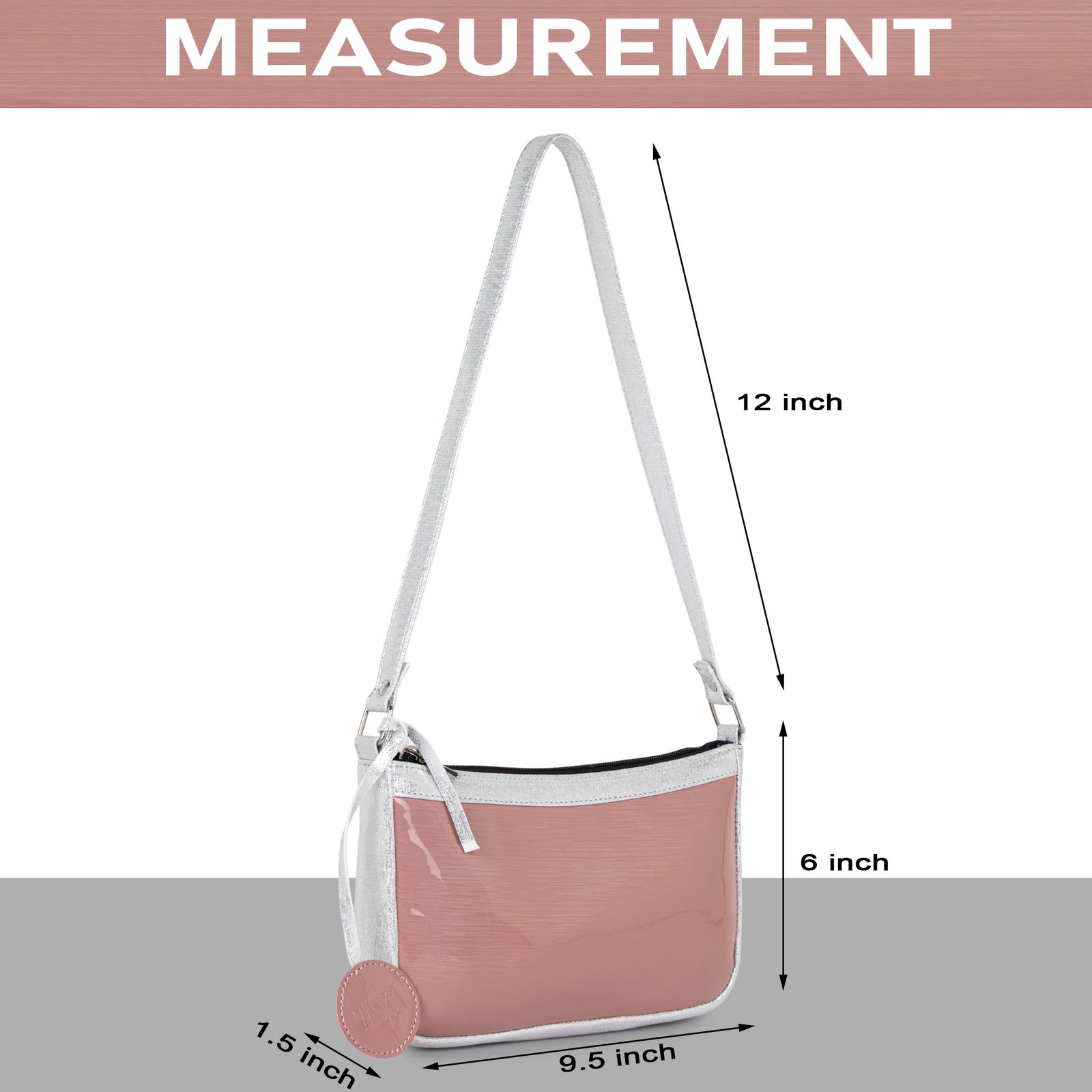 VASKA pink-silver baguette bag - Image 7