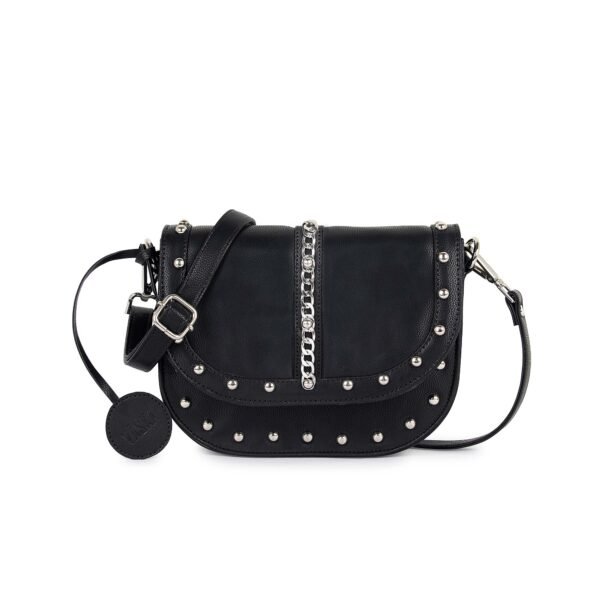 VASKA black round sling bag with studs - Image 8