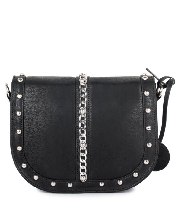 VASKA black round sling bag with studs - Image 3