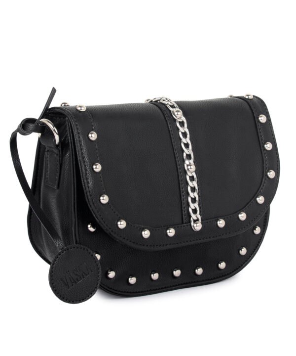 VASKA black round sling bag with studs - Image 2