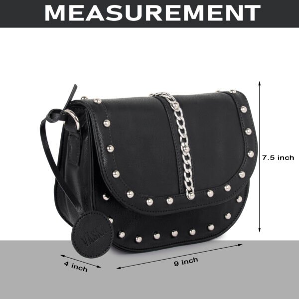 VASKA black round sling bag with studs - Image 7