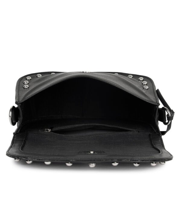 VASKA black round sling bag with studs - Image 4