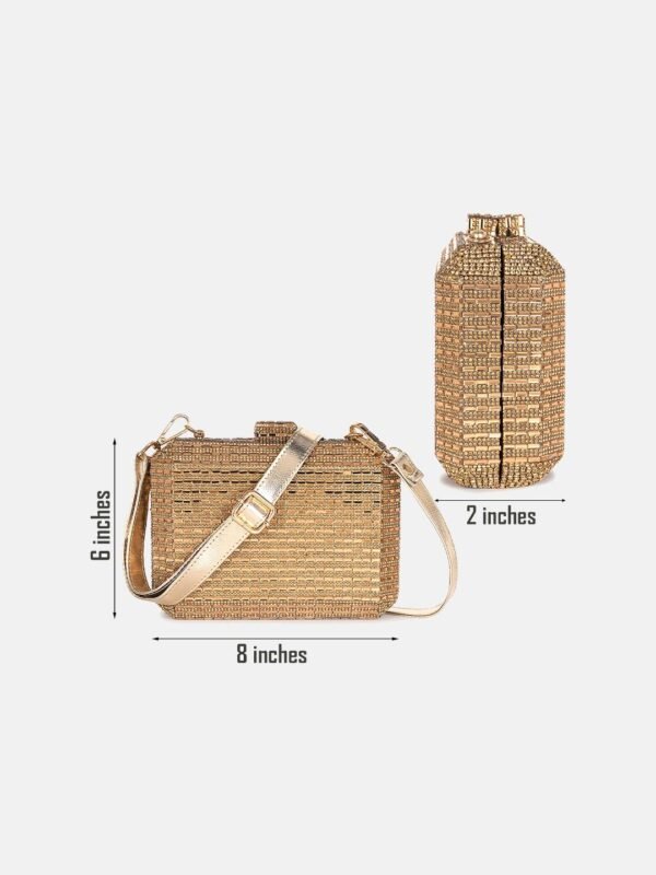 Vaska gold party clutch bag with a shoulder strap - Image 5