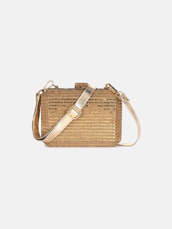 Vaska gold party clutch bag with a shoulder strap - Image 6