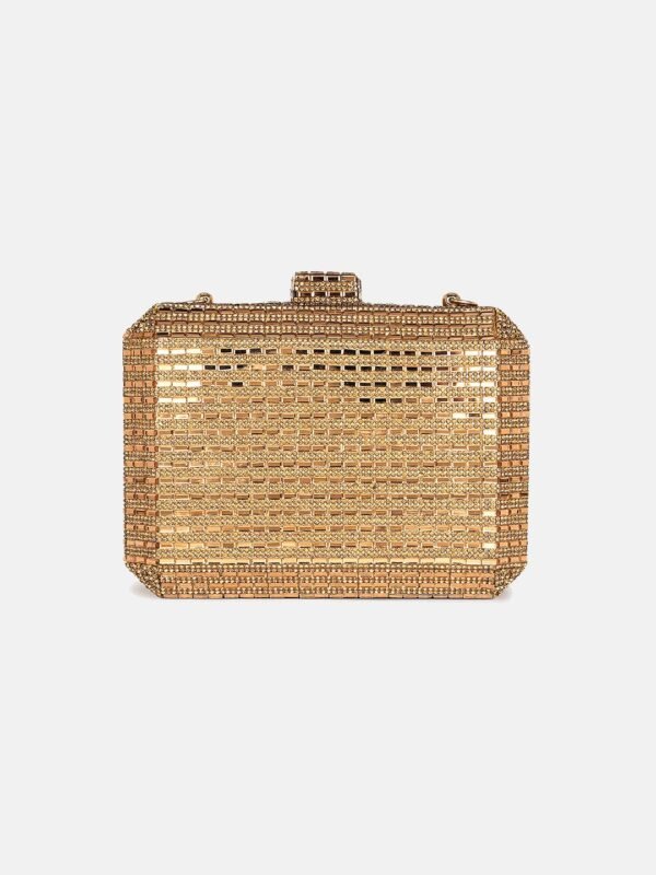 Vaska gold party clutch bag with a shoulder strap - Image 4