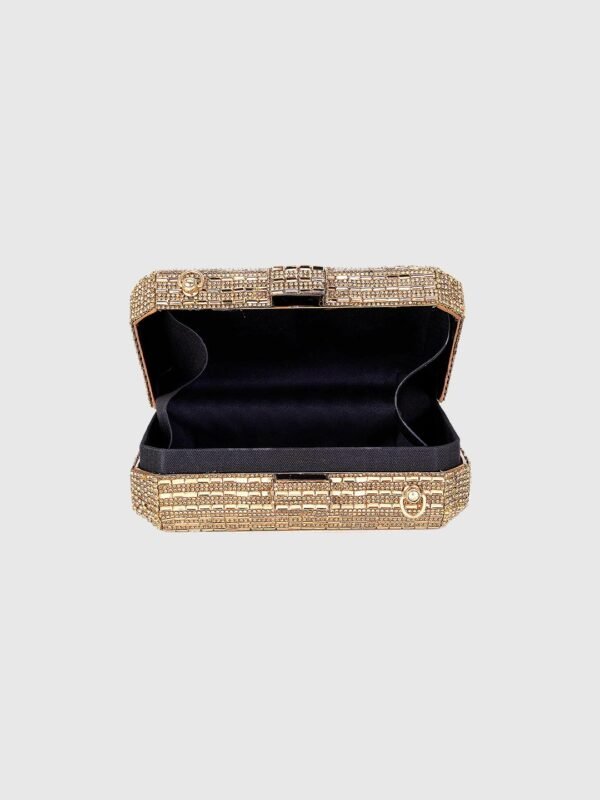 Vaska gold party clutch bag with a shoulder strap - Image 3