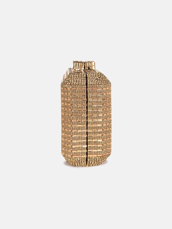 Vaska gold party clutch bag with a shoulder strap - Image 2