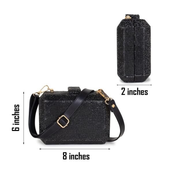 VASKA black party clutch bag with a sling strap - Image 2