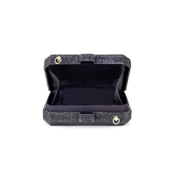 VASKA black party clutch bag with a sling strap - Image 3