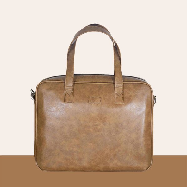 VASKA classic tan unisex laptop bag