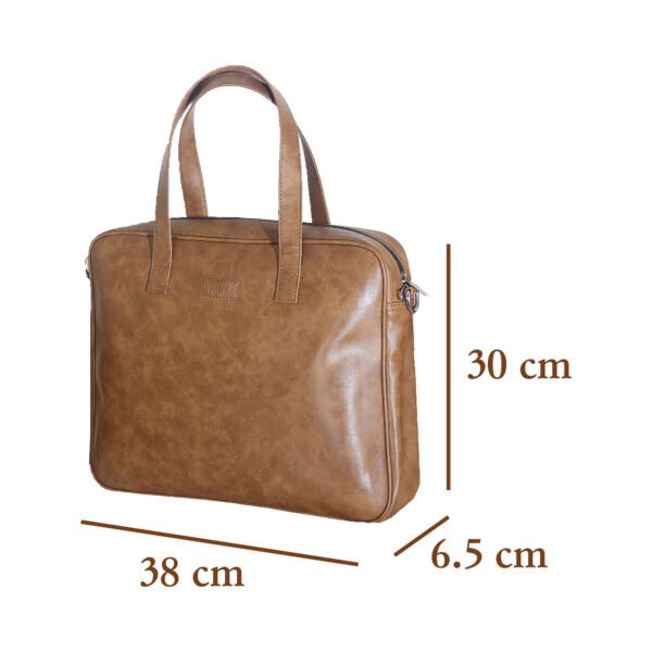VASKA classic tan unisex laptop bag - Image 2