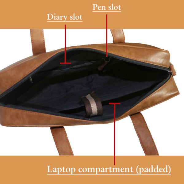 VASKA classic tan unisex laptop bag - Image 5