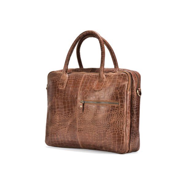 VASKA unisex textured tan laptop bag (leather)