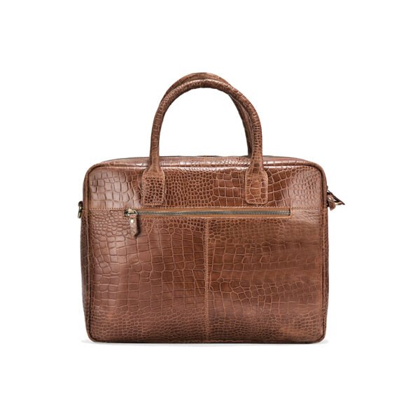 VASKA unisex textured tan laptop bag (leather) - Image 3