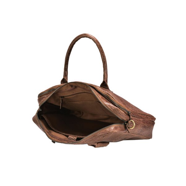 VASKA unisex textured tan laptop bag (leather) - Image 4