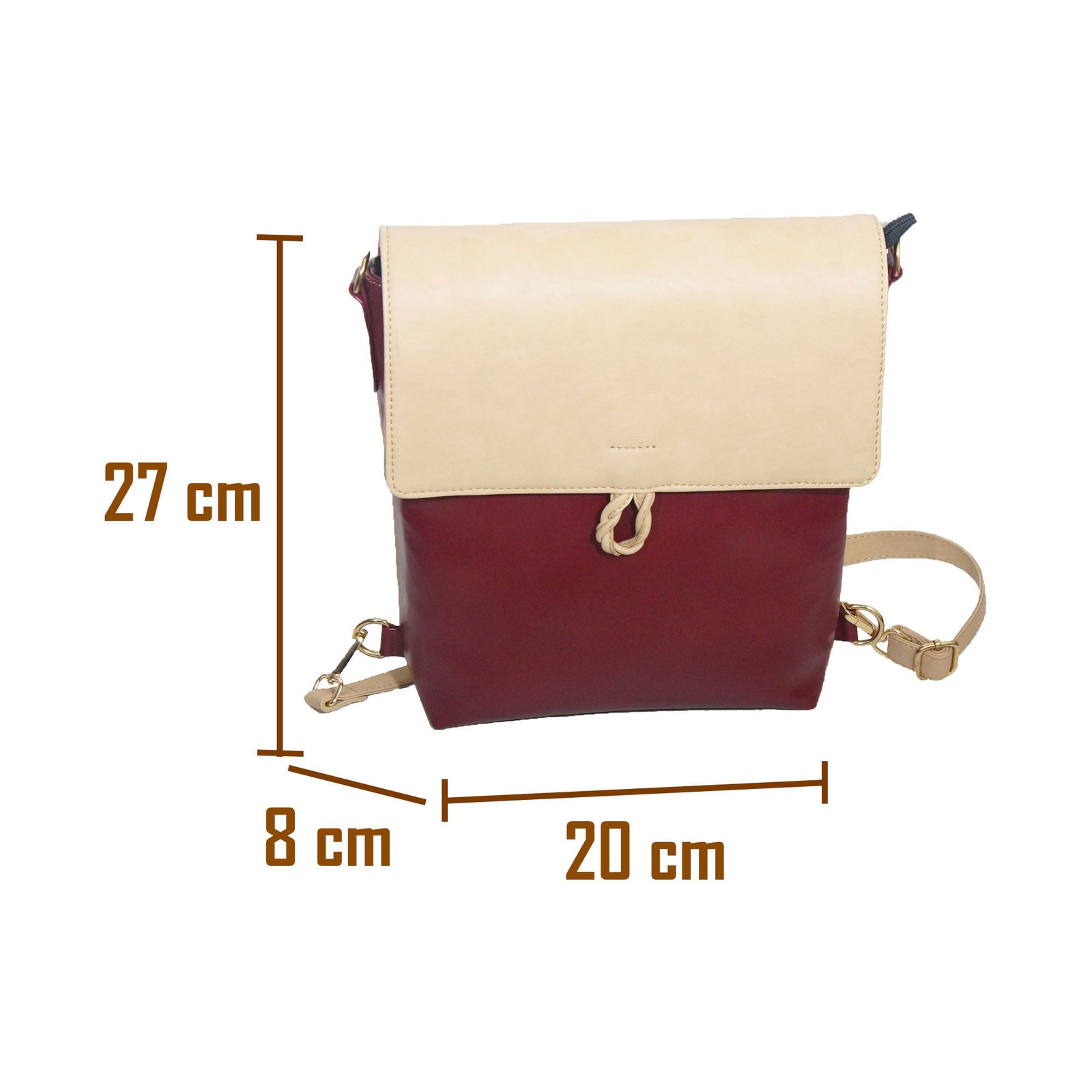 VASKA convertible backpack & sling bag - Cherry/beige - Image 7