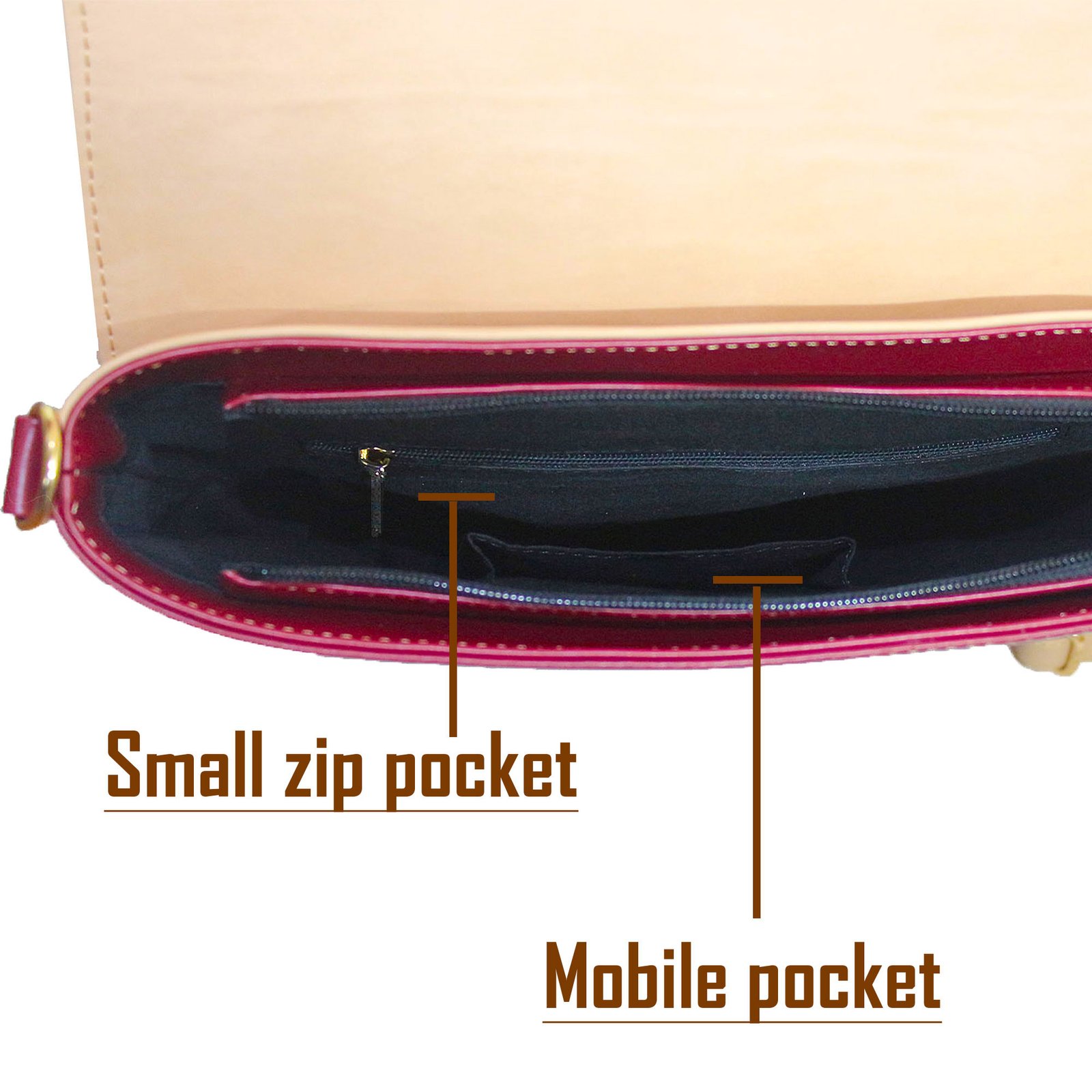 VASKA convertible backpack & sling bag - Cherry/beige - Image 6