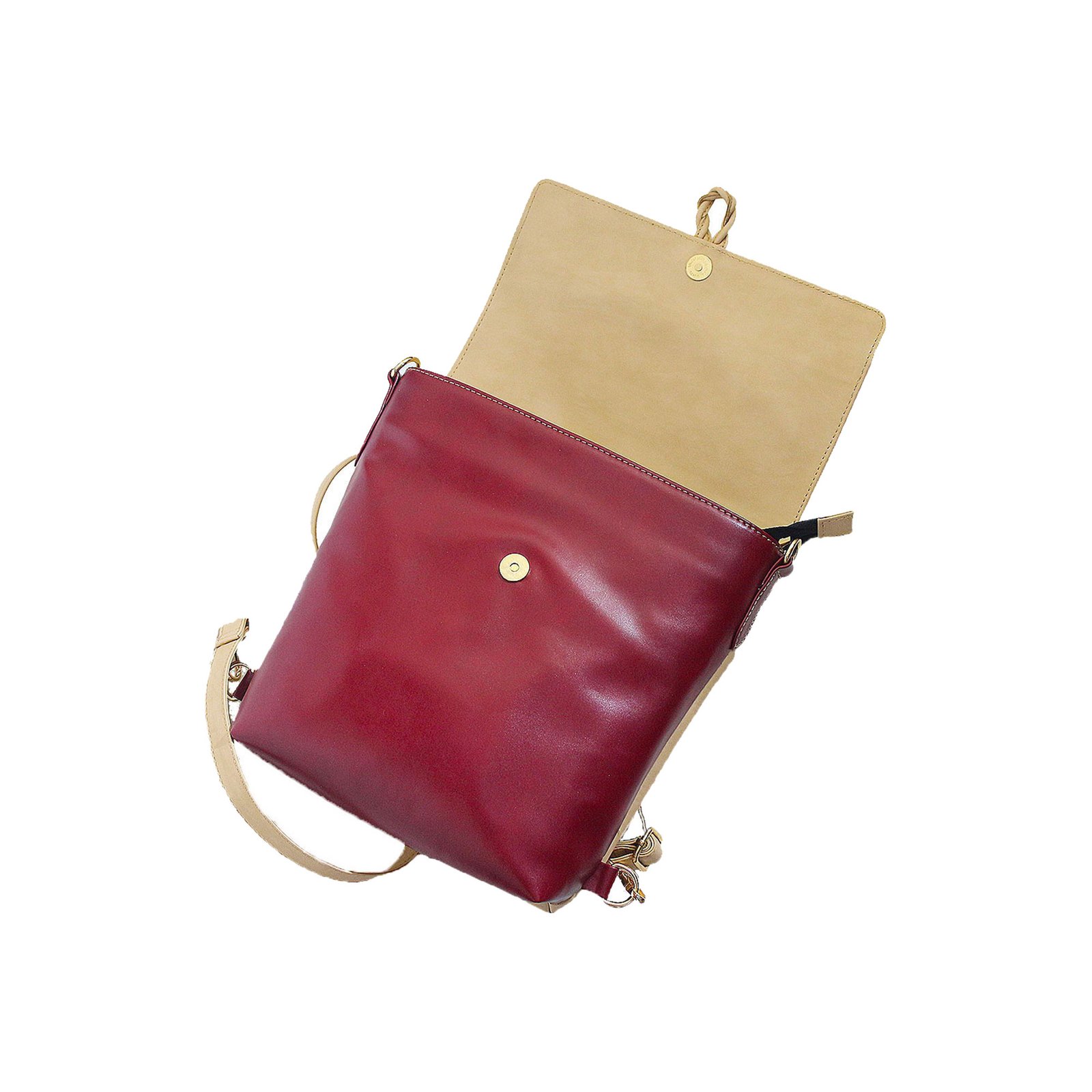 VASKA convertible backpack & sling bag - Cherry/beige - Image 4