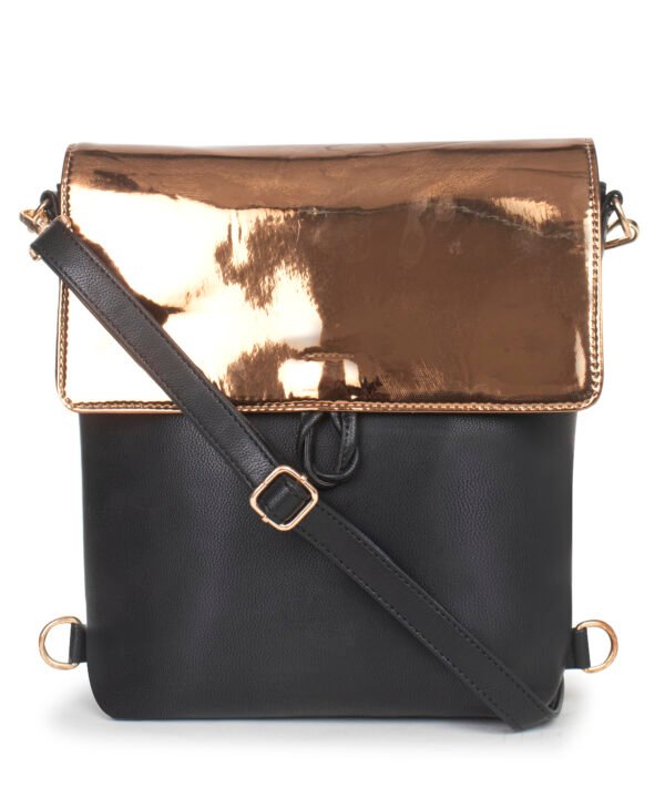 VASKA convertible backpack cum sling bag - black/copper