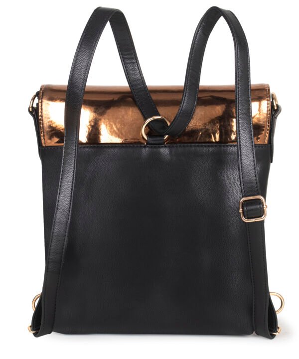 VASKA convertible backpack cum sling bag - black/copper - Image 3