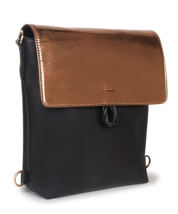 VASKA convertible backpack cum sling bag - black/copper - Image 2