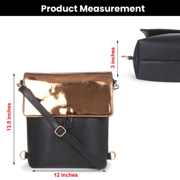 VASKA convertible backpack cum sling bag - black/copper - Image 7