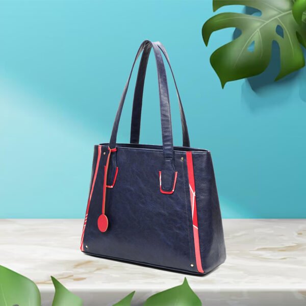 Vaska blue textured tote handbag