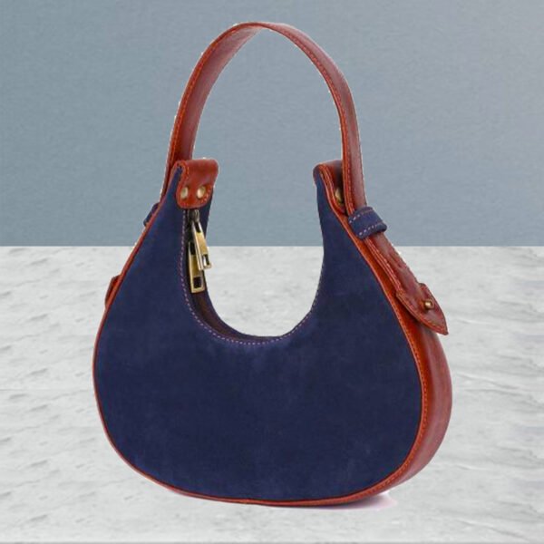 VASKA genuine leather blue & tan satchel