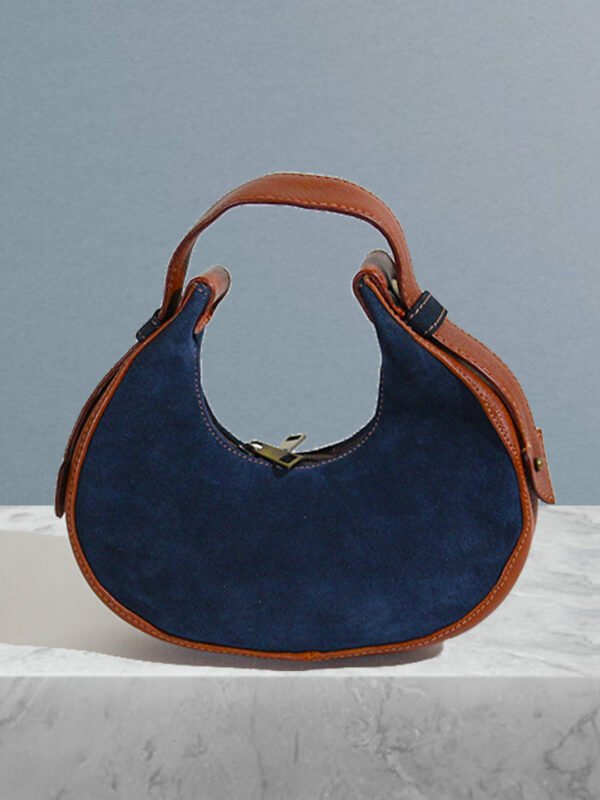 VASKA genuine leather blue & tan satchel - Image 2