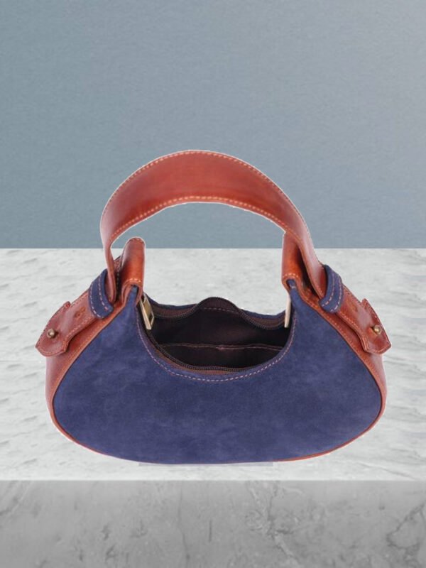 VASKA genuine leather blue & tan satchel - Image 4