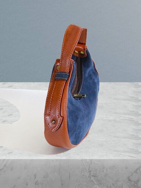 VASKA genuine leather blue & tan satchel - Image 3