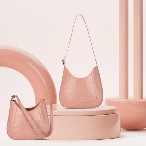 VASKA pink shimmer hobo bag
