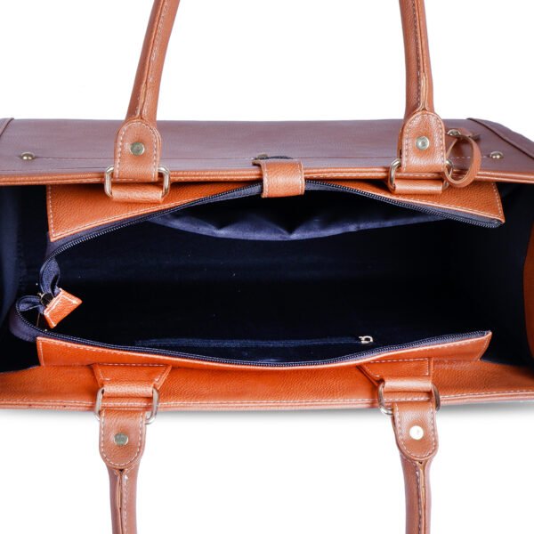 VASKA tan laptop shoulder bag for women - Image 4