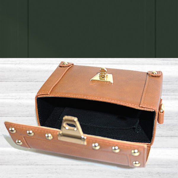 VASKA tan studded sling box - Image 3