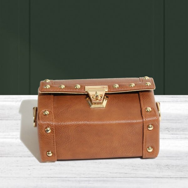 VASKA tan studded sling box - Image 5