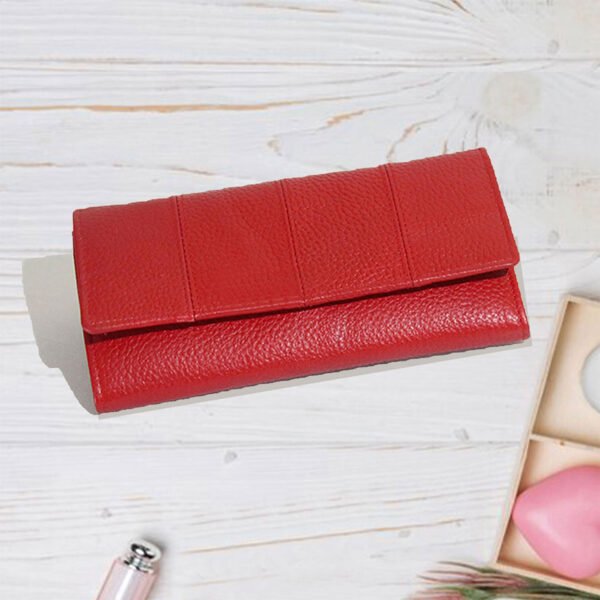 VASKA genuine leather striped red wallet for women