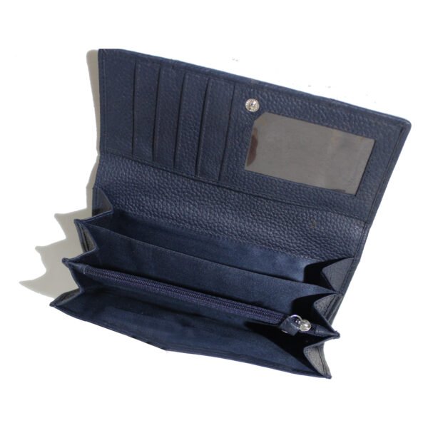 VASKA  genuine leather striped blue wallet - Image 4